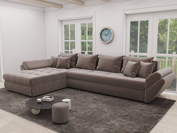 Colțar extensibil dumonde cu ladă de depozitare Loana XL Vibe Maro 335x185 cm