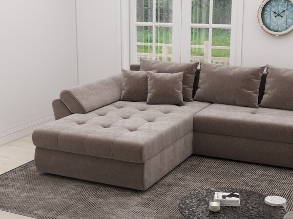 Colțar extensibil dumonde cu ladă de depozitare Loana XL Vibe Maro 335x185 cm