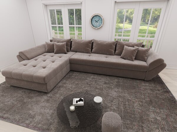 Colțar extensibil dumonde cu ladă de depozitare Loana XL Vibe Maro 335x185 cm