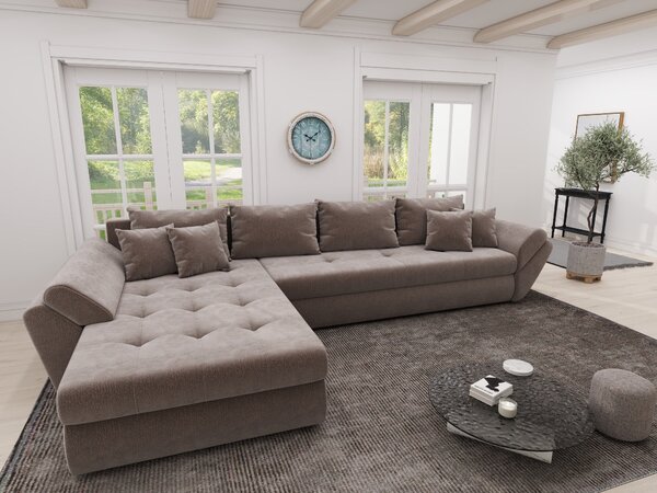 Colțar extensibil dumonde cu ladă de depozitare Loana XL Vibe Maro 335x185 cm