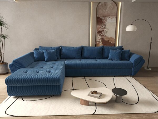 Colțar extensibil dumonde cu ladă de depozitare Loana XL Zoom Albastru 335x185 cm