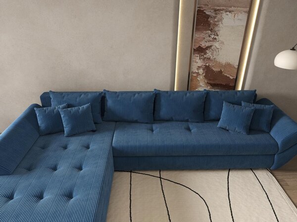 Colțar extensibil dumonde cu ladă de depozitare Loana XL Zoom Albastru 335x185 cm