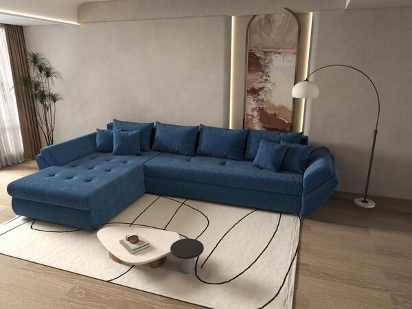 Colțar extensibil dumonde cu ladă de depozitare Loana XL Zoom Albastru 335x185 cm