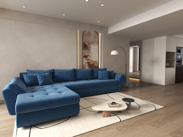 Colțar extensibil dumonde cu ladă de depozitare Loana XL Zoom Albastru 335x185 cm