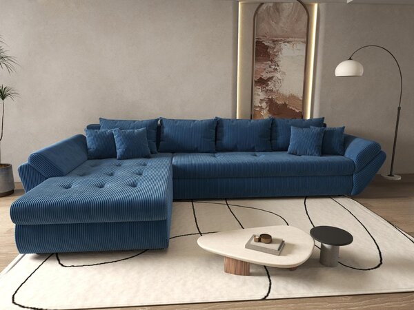 Colțar extensibil dumonde cu ladă de depozitare Loana XL Zoom Albastru 335x185 cm
