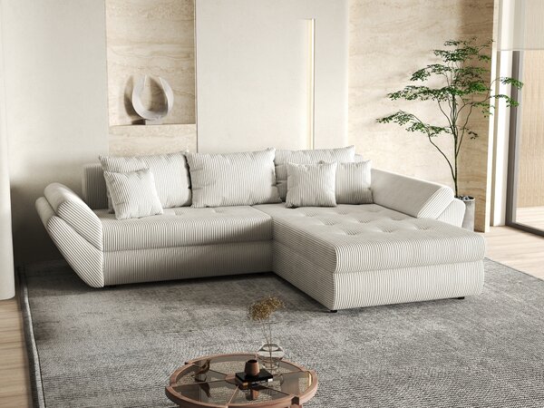 Colțar extensibil dumonde cu ladă de depozitare Loana Zoom Crem II 270x185 cm