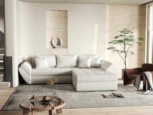 Colțar extensibil dumonde cu ladă de depozitare Loana Zoom Crem II 270x185 cm