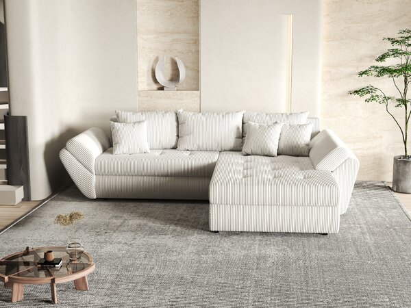 Colțar extensibil dumonde cu ladă de depozitare Loana Zoom Crem II 270x185 cm