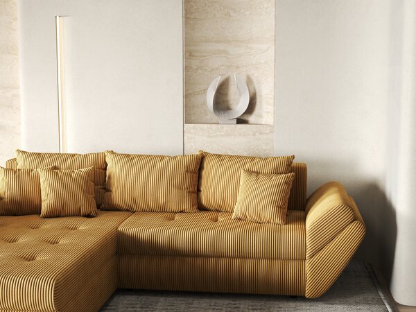 Colțar extensibil dumonde cu ladă de depozitare Loana Zoom Mustar 270x185 cm