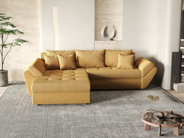 Colțar extensibil dumonde cu ladă de depozitare Loana Zoom Mustar 270x185 cm