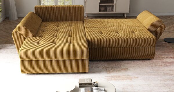 Colțar extensibil dumonde cu ladă de depozitare Loana Zoom Mustar 270x185 cm