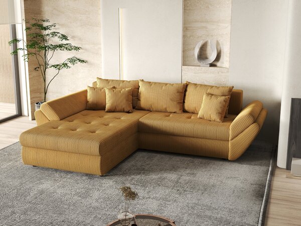 Colțar extensibil dumonde cu ladă de depozitare Loana Zoom Mustar 270x185 cm