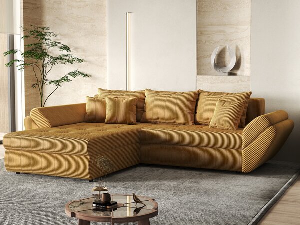 Colțar extensibil dumonde cu ladă de depozitare Loana Zoom Mustar 270x185 cm