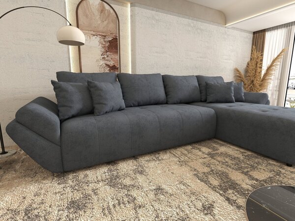 Colțar extensibil dumonde cu ladă de depozitareBerlin XL Enjoy Antracit 350x185 cm II