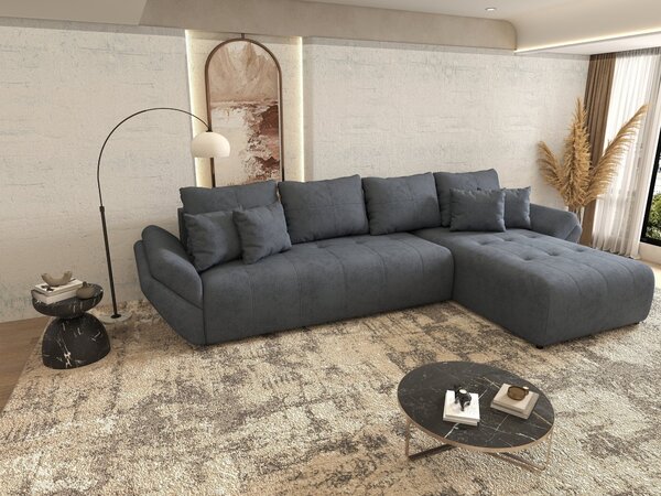 Colțar extensibil dumonde cu ladă de depozitareBerlin XL Enjoy Antracit 350x185 cm II