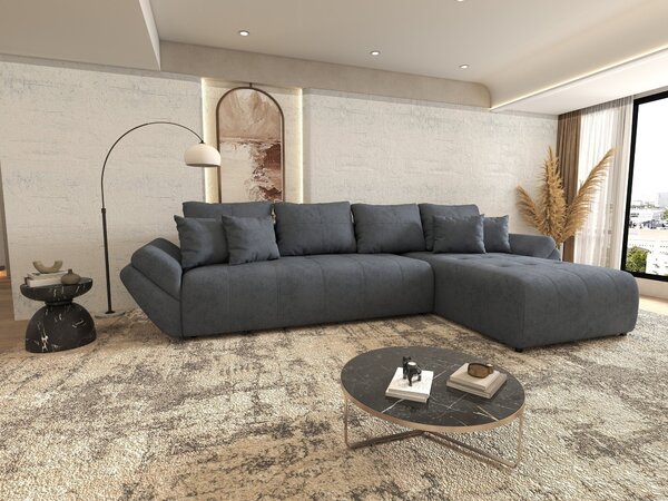 Colțar extensibil dumonde cu ladă de depozitareBerlin XL Enjoy Antracit 350x185 cm II