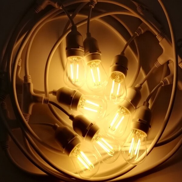 Lanț luminos de exterior 15xE27/0,5W/230V 15 m IP44 alb