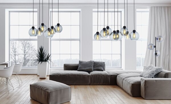 Lustră pe cablu CUBUS 8xE27/60W/230V neagră