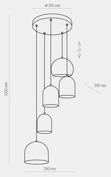 Lustră pe cablu TEMPRE 5xE27/15W/230V albă/gri/neagră