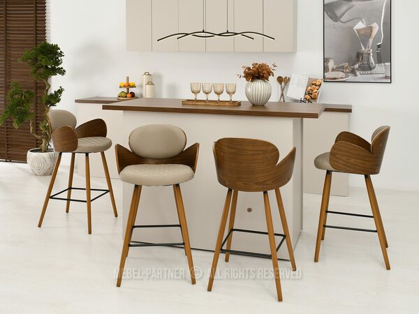 Scaun Aimee H (bej închis + nuc). Promo -13%. 1110637