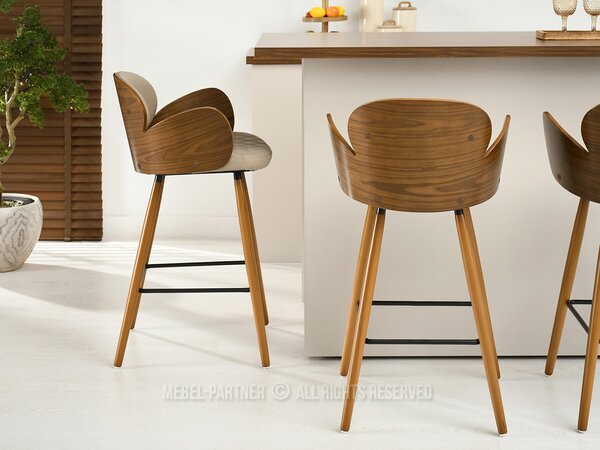 Scaun Aimee H (bej închis + nuc). Promo -13%. 1110637