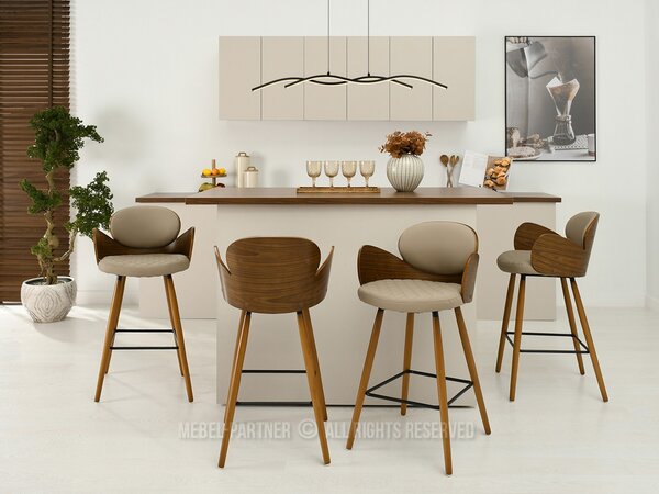 Scaun Aimee H (bej închis + nuc). Promo -13%. 1110637
