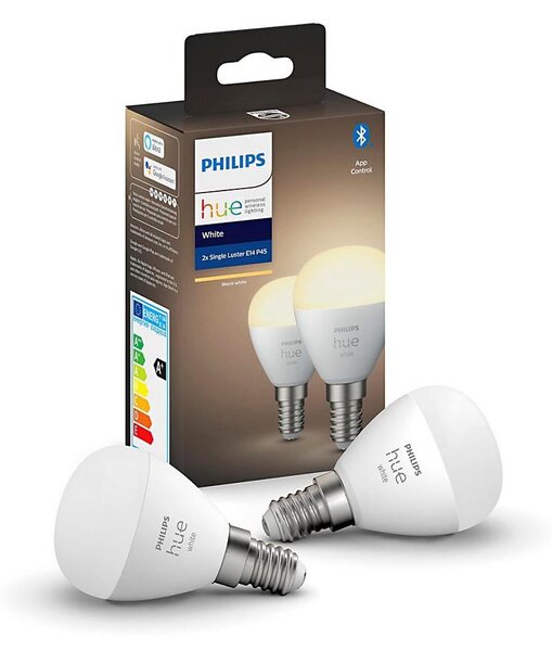 Set 2x LED bec Philips Hue WHITE P45 E14/5,5W/230V 2700K dimabil