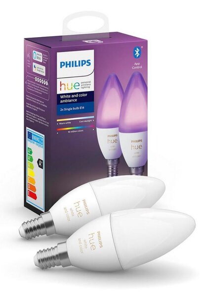 SET 2x LED Bec dimmabil Philips Hue WHITE AND COLOR E14/5,3W/230V