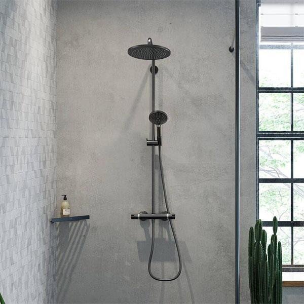 Coloana dus cu baterie si termostat Hansgrohe, Croma Select S, negru mat