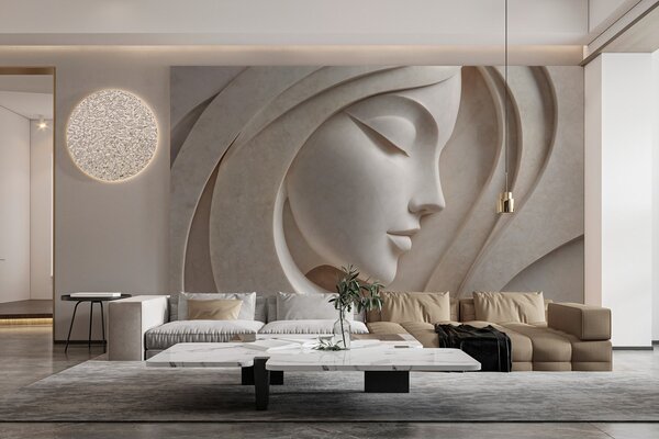 Tapet Un profil feminin în stil basorelief, Fototapet 3D, w05569 : Uwalls.ro