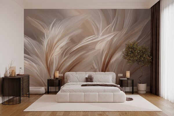Tapet Pene elegante în nuanțe de bej și maro, Fototapet Abstract, w05658 : Uwalls.ro