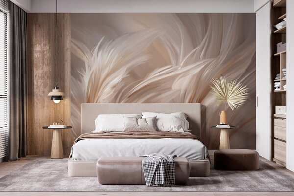 Tapet Pene elegante în nuanțe de bej și maro, Fototapet Abstract, w05658 : Uwalls.ro
