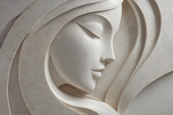 Tapet Un profil feminin în stil basorelief, Fototapet 3D, w05569 : Uwalls.ro