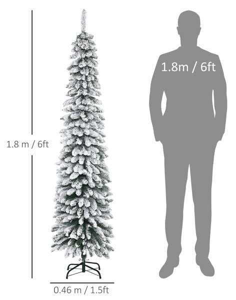HOMCOM Brad de Crăciun Artificial cu Zăpadă și 395 Ramuri, 46x46x180 cm, Verde | Aosom Romania