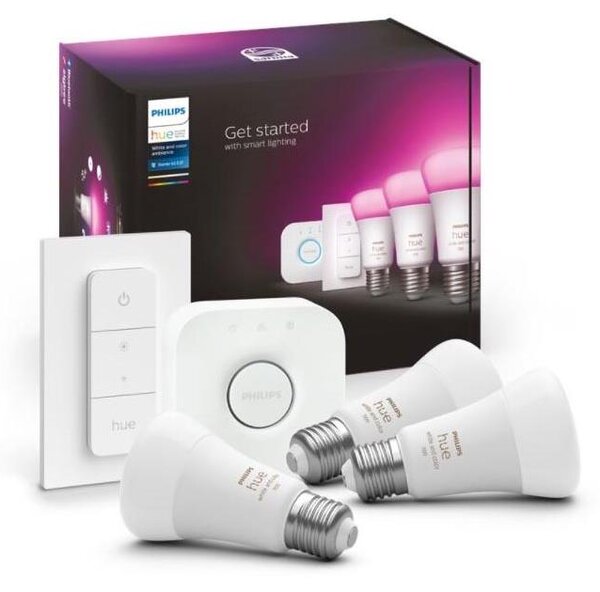 Kit de bază Philips Hue WACA 3xE27/9W 2000-6500K + Hue Bridge și întrerupător cu dimmer