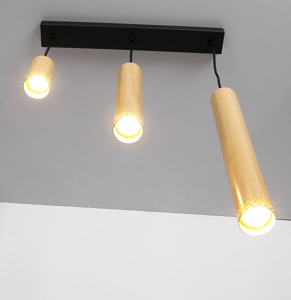 Lustră pe cablu TUBO 3xGU10/25W/230V lemn