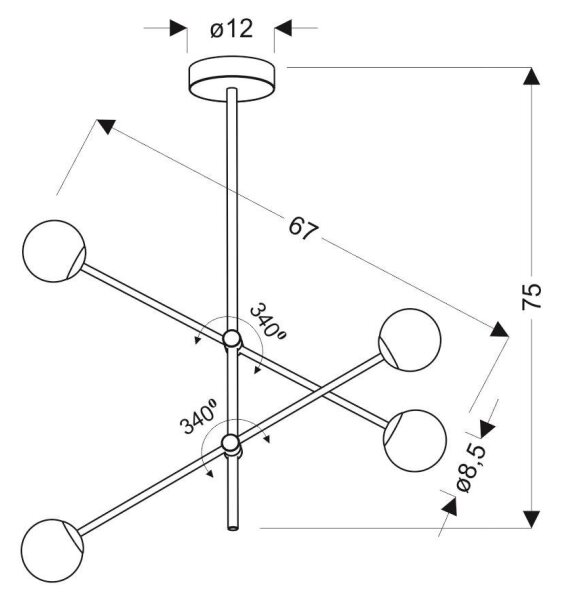 Lustră pe tijă PAKSOS 4xG9/5W/230V gri