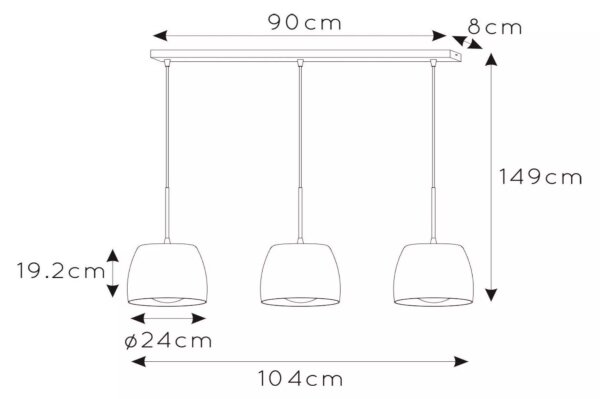 Lustră pe cablu NOLAN 3xE27/40W/230V neagră Lucide 30488/03/30