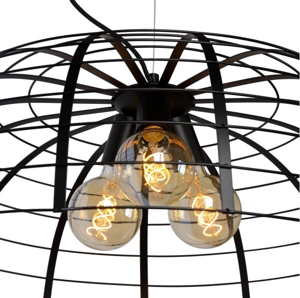 Lustră pe cablu ELODIE 3xE27/40W/230V neagră Lucide 45449/76/30