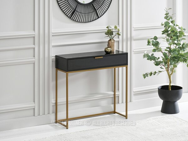 Măsuță consolă Norma M (lemn negru + auriu). Promo -21%. 1110822