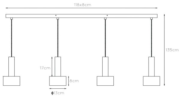 Lustră pe cablu TEUN 4xE27/40W/230V Lucide 45471/04/30