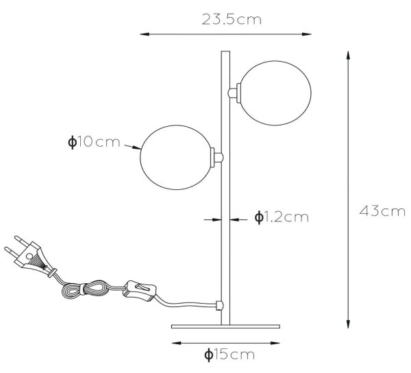 Lampă de masă TYCHO 2xG9/28W/230V neagră Lucide 45574/02/30