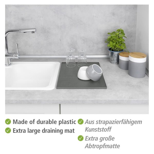 Scurgător de vase gri din cauciuc 40x30 cm Maxi – Wenko