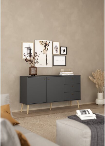 Comodă gri antracit joasă 149x82 cm Bodo – Tvilum