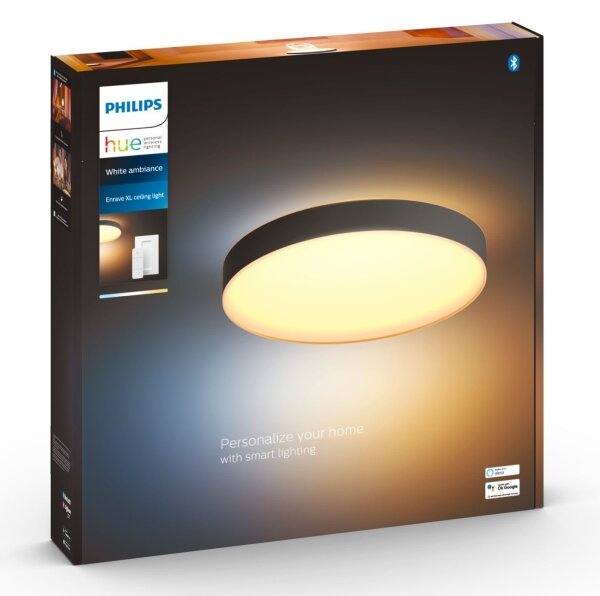 Philips - Plafonieră LED reglabilă Hue ENRAVE XL LED/48W/230V neagră + telecomandă