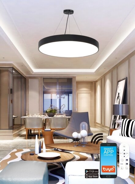 Lustră LED RGB pe cablu dimabilă LED/60W/230V Wi-Fi Tuya neagră Top Light + telecomandă