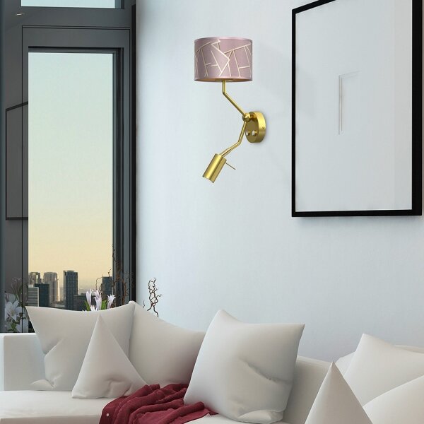 Lampă de perete ZIGGY 1xE27/40W/230V + 1xGU10/MR11/7W roz/auriu