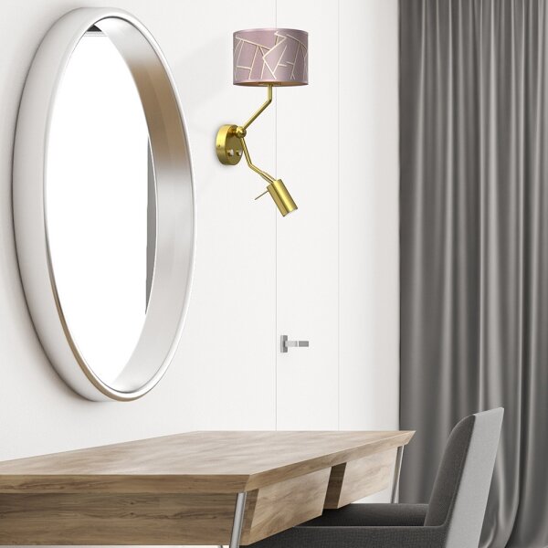 Lampă de perete ZIGGY 1xE27/40W/230V + 1xGU10/MR11/7W roz/auriu