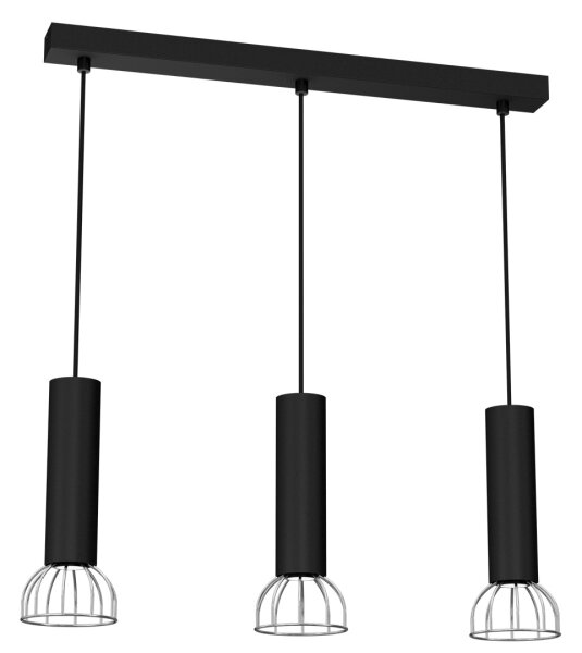 Lustră pe cablu DANTE 3xGU10/25W/230V neagră/crom lucios
