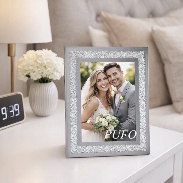 Rama foto decorativa Pufo Wedding Day din sticla pentru fotografii, 26 x 21 cm